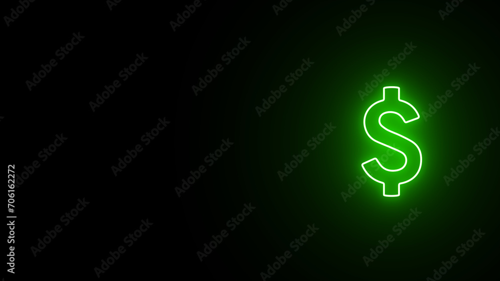 Neon glowing dollar icon. Dollar neon sign. 3D Dollar icon. Illustration of a neon dollar sign isolated on a black background. Neon glowing dollar icon. Dollar neon sign. 3D Dollar icon. Illustration of a neon dollar sign isolated on a black background.