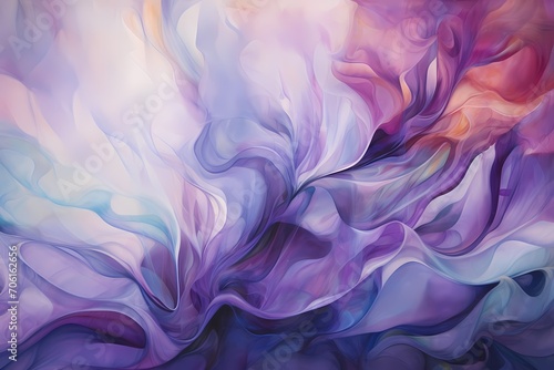 Intricate patterns of jade and lilac unfolding on the canvas, inviting viewers into a world of enchanting abstract beauty.