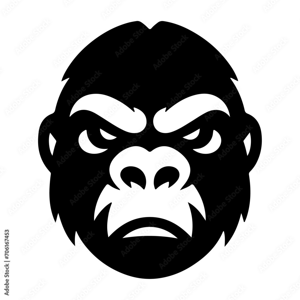angry Gorilla howling face logo silhouette vector, black color silhouette angry Gorilla howling face logo silhouette vector, black color silhouette