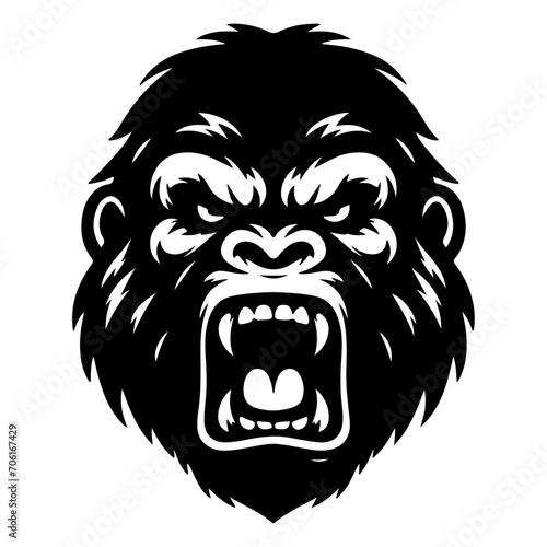 Wallpaper Mural angry Gorilla howling face logo silhouette vector, black color silhouette Torontodigital.ca