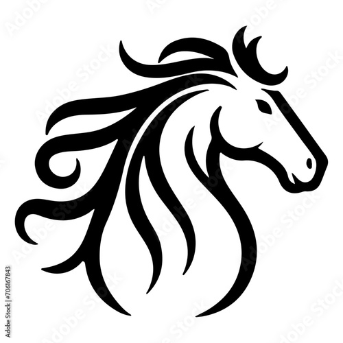 minimal Creative Horse Elegant line art Logo vector silhouette black color
