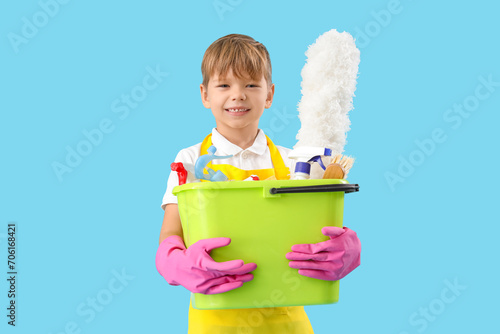 Cute little janitor with cl...