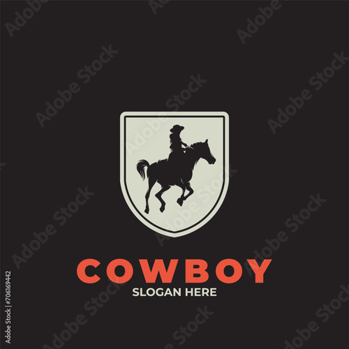 Logo of a cowboy riding a horse