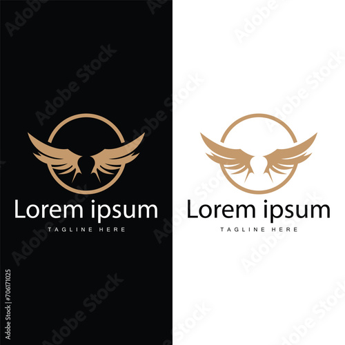 Wing logo black silhouette design simple minimalist bird wings vector illustration template photo