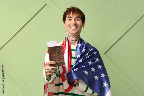 Handsome young man with USA...