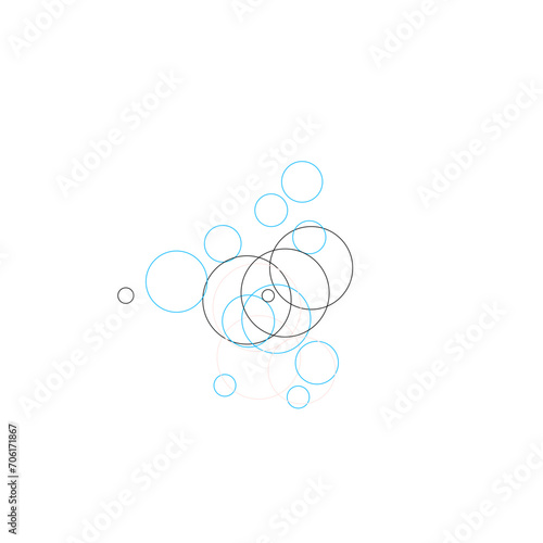 An abstract transparent bubble shape neon circles pattern design element.