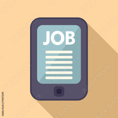 Tablet seek job icon flat vector. Career glass. Search folder interview