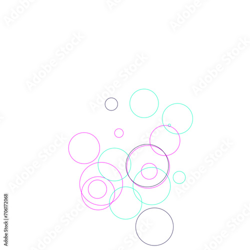 An abstract transparent bubble shape neon circles pattern design element.