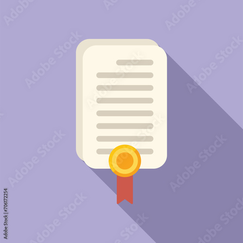 Diploma seeking job icon flat vector. Career search. Resume find