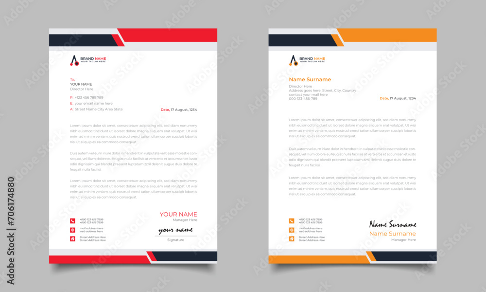 Red And Yellow Modern Business Letterhead Simple clean Template Design Red And Yellow Modern Business Letterhead Simple clean Template Design