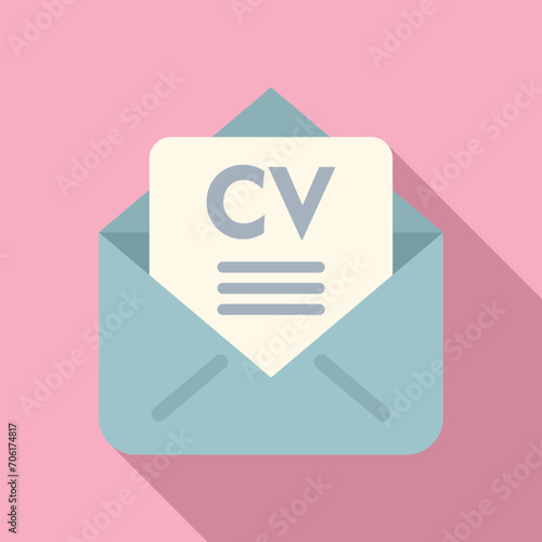 Cv mail receive icon flat vector. Career candidate. Experience work