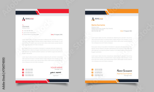 Red And Yellow Modern Business Letterhead Simple clean Template Design