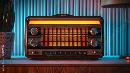 Vintage Radio with Warm Ambient Light