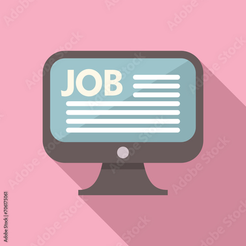 Job online search icon flat vector. Resume hr interview. Work search