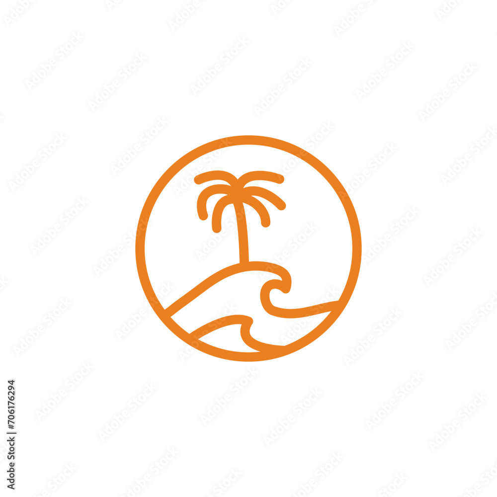 holiday monoline tropical logo design vector free