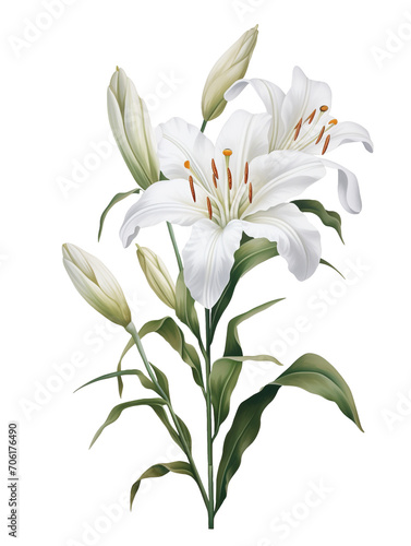 madonna lily flower element in isolated background © Imamul