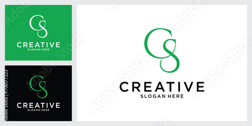 CS or SC initial letter logo design vector