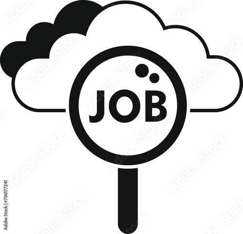 Job find cloud icon simple vector. Candidate glass. Search online work