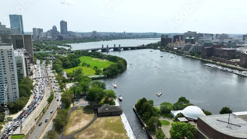 Wallpaper Mural Aerial view of the Charles River cutting through Boston with Lederman Park sitting on the river's bank. Torontodigital.ca