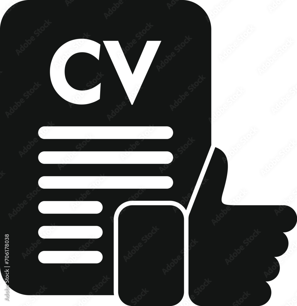 Approved paper cv icon simple vector. Online work. Search lost bad Approved paper cv icon simple vector. Online work. Search lost bad