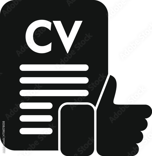 Approved paper cv icon simple vector. Online work. Search lost bad