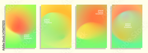 set of abstract colorful tropical island radial gradient cover poster background design.