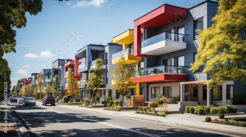 colored new residential buildings roadside in the city © Prasojo