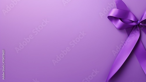 A purple ribbon. Symbol of the fight against cancer.