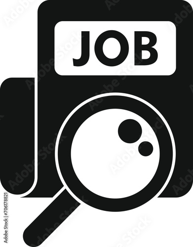 Job glass search icon simple vector. Company resume. Hr looking