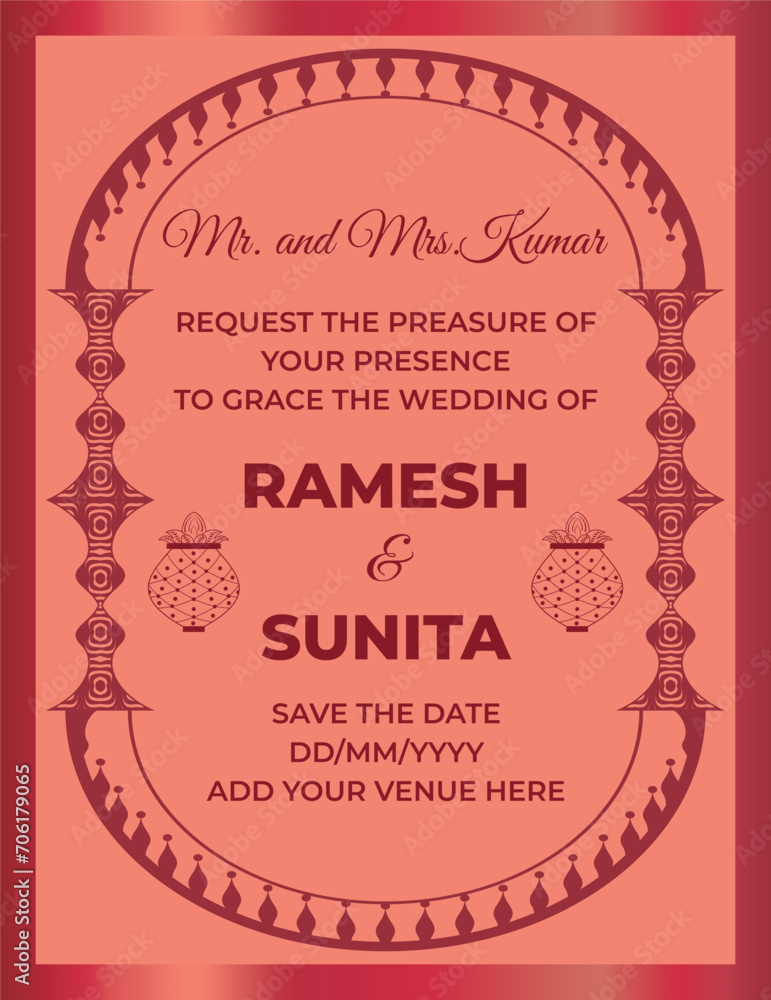 Beautiful Indian wedding invitation card template design Beautiful Indian wedding invitation card template design