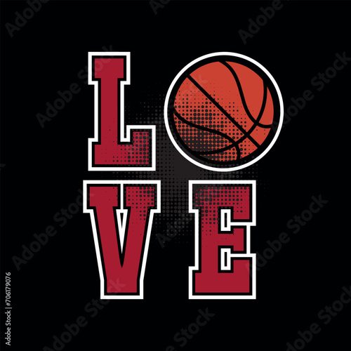 Vector illustration letter of a love basketball.
