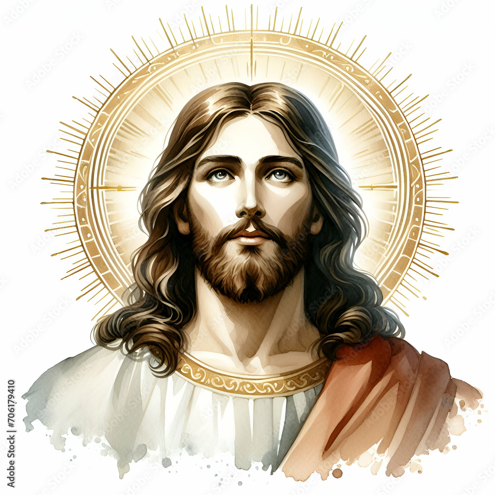 Obraz premium Watercolor Jesus Christ isolated on white background