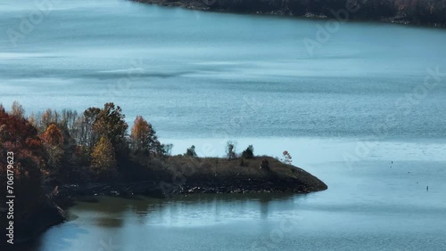 Autumn Colors In Lake Fort Smith State Park In Boston Mountains, Arkansas, USA. tilt-up shot photo