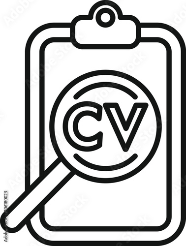 Cv clipboard search icon outline vector. Resume company. Hunting research