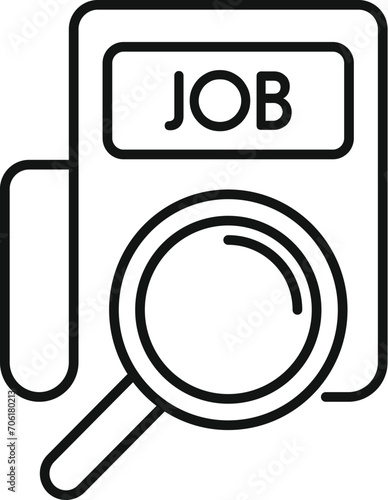 Job glass search icon outline vector. Company resume. Hr looking