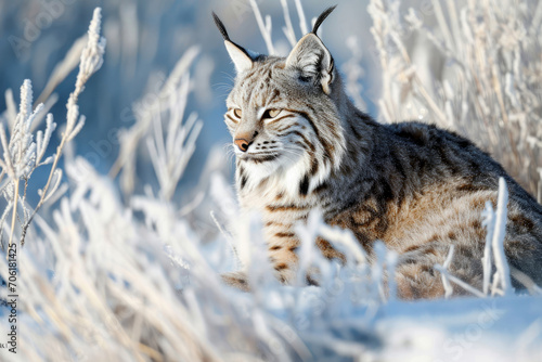 The prowess of a Bobcat amidst the winter frost