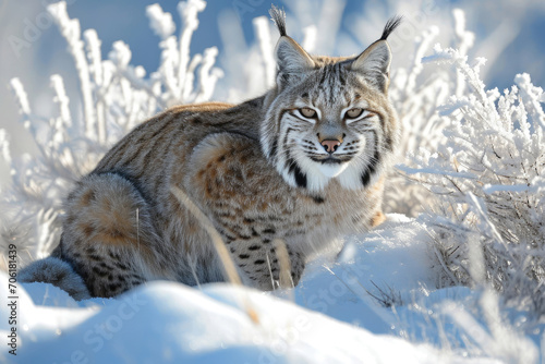 The prowess of a Bobcat amidst the winter frost © Venka