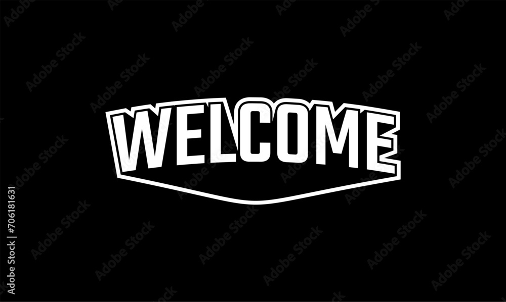 Illustration vector graphic typography of welcome on black background. Team text vintage. Good for template background, t-shirt, banner, poster, etc. 