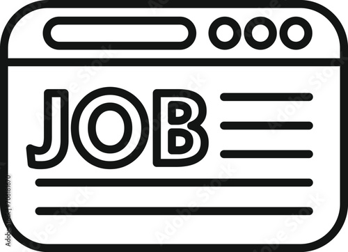 Job search online icon outline vector. Find newbie folder. Search work