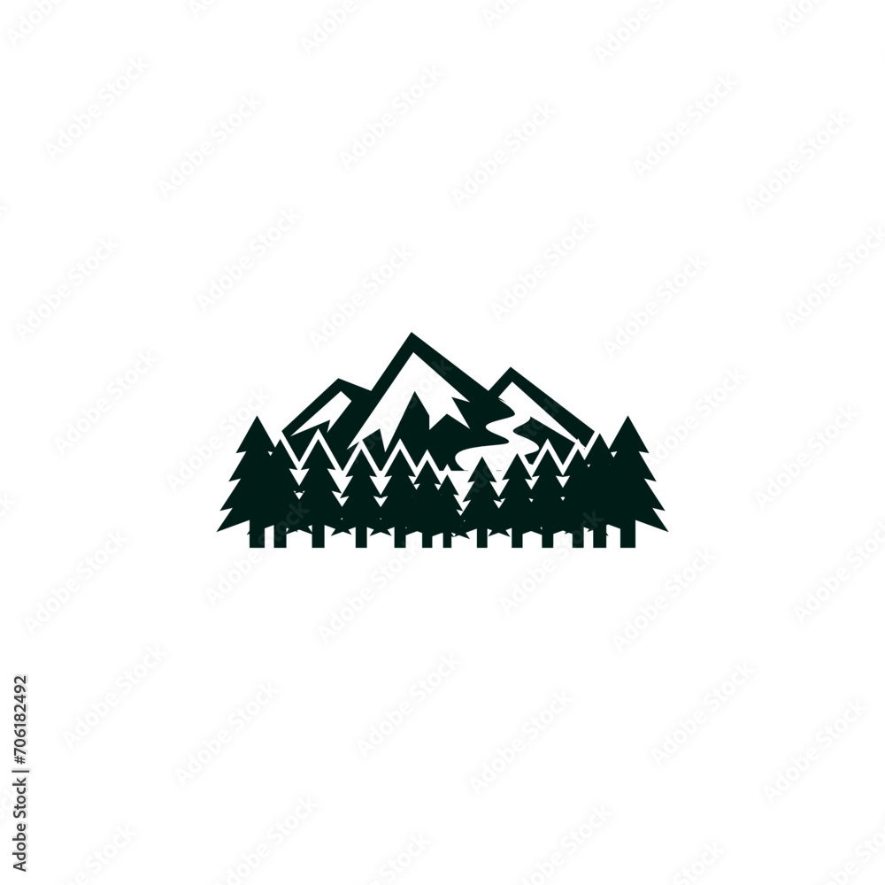 mountain nature adventure river explore logo design vector modern 