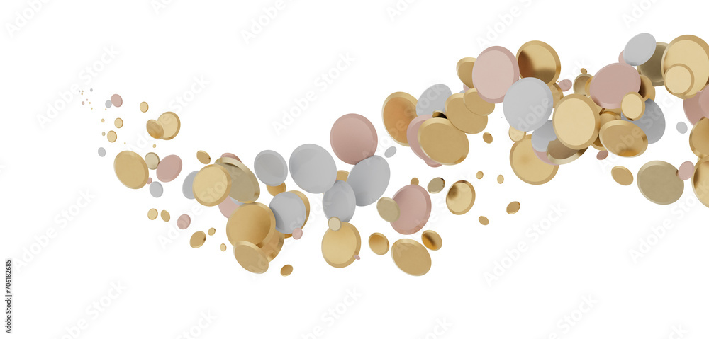 Mesmeric Shower: Mesmeric 3D Illustration Depicting Mesmerizing gold Confetti Rain Mesmeric Shower: Mesmeric 3D Illustration Depicting Mesmerizing gold Confetti Rain