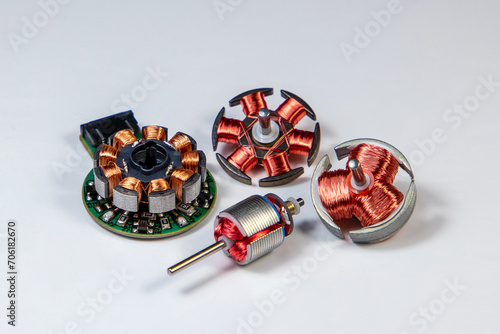 DC electric motor rotors with copper wire coils photo