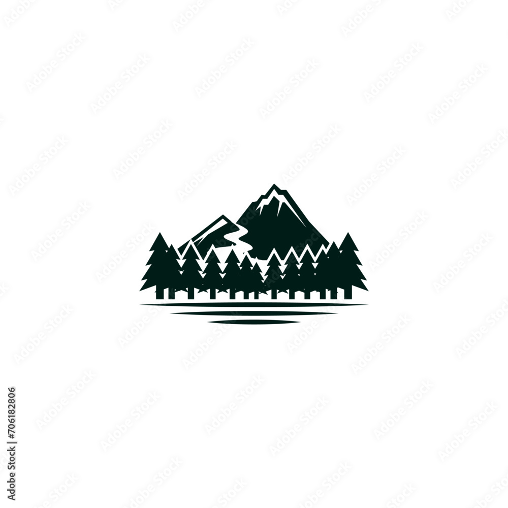 mountain nature adventure river explore logo design vector modern 