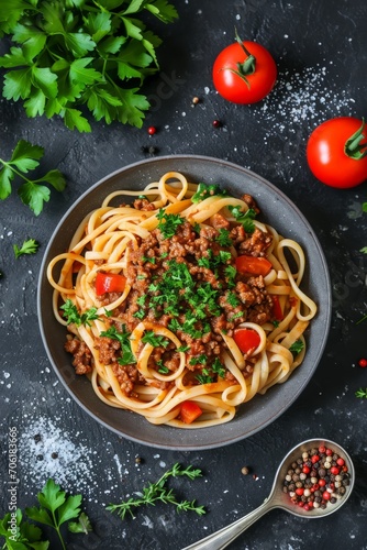 Spaghetti Bolognese with Minced Beef and Tomato Sauce