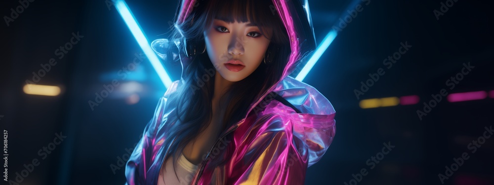 Cyberpunk concept. A courageous cyberpunk girl Cyberpunk concept. A courageous cyberpunk girl