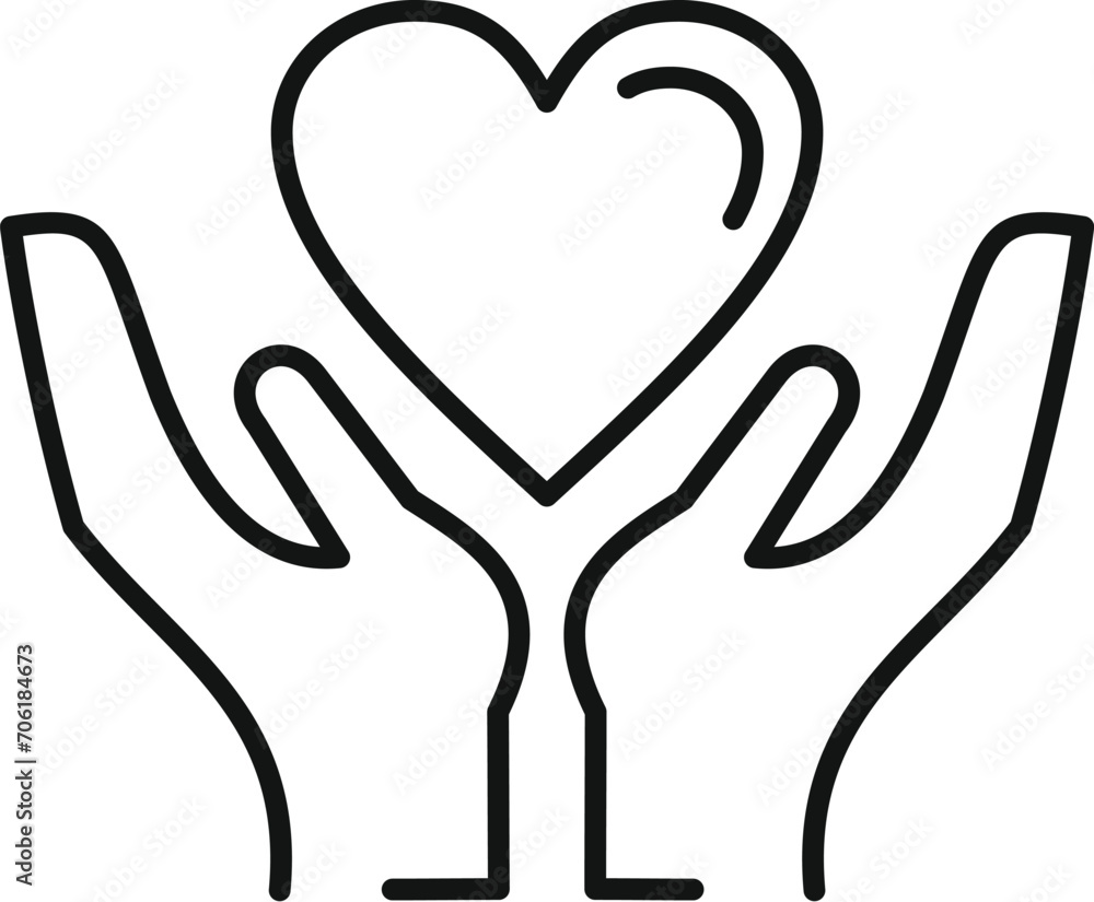 Care love support icon outline vector. Unit shield. Protect adoption Care love support icon outline vector. Unit shield. Protect adoption