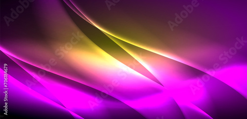 Dynamic waves in ethereal glow of neon lights. Concept merges fluidity of motion with vibrant allure of neon, crafting entrancing backdrop that embodies both vitality and futuristic sophistication
