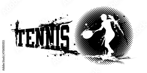 Women Tennis Banner Vector Illustration