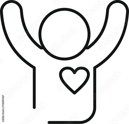 Happy care support icon outline vector. Medical shield. Protect adoption