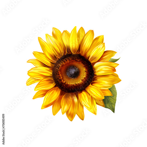Sunflower flower leaf isloted on a png background. photo